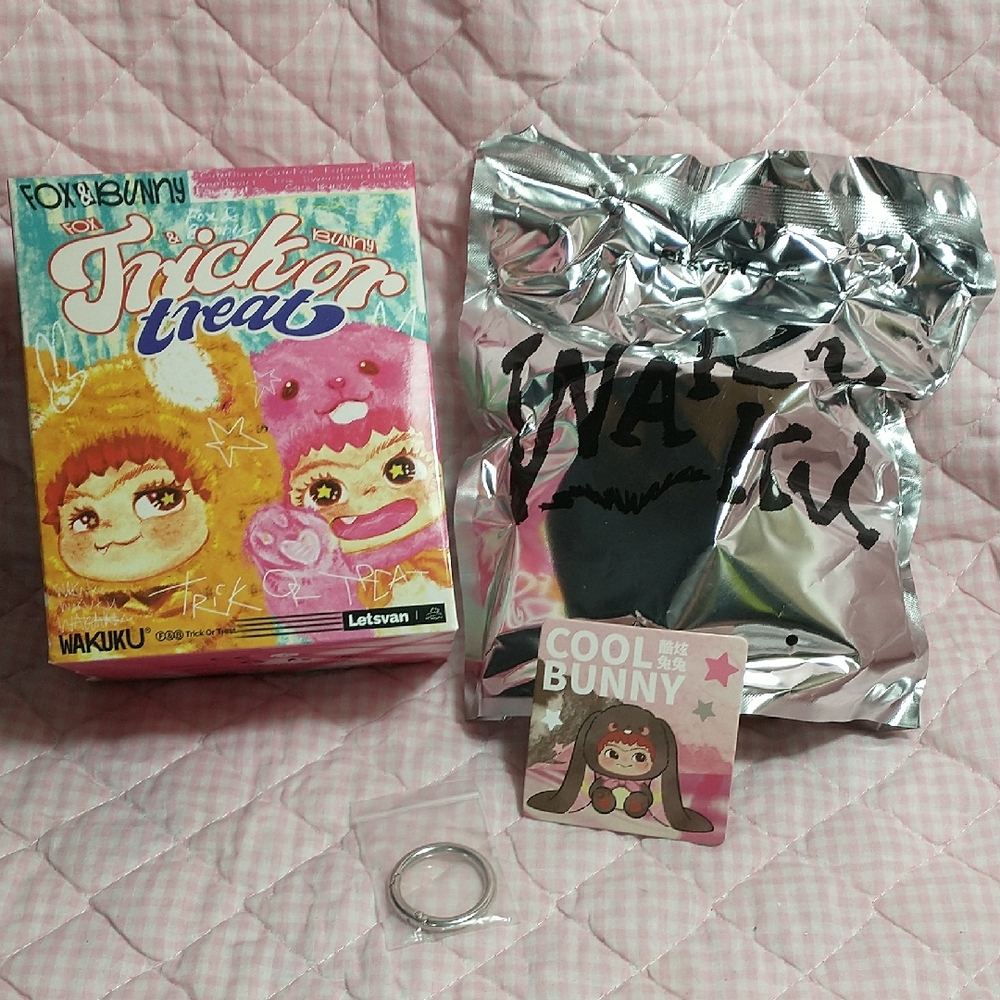 Letsvan Fox & Bunny Trick or Treat Wakuku Keychain / Bag Charm (Cool Bunny)